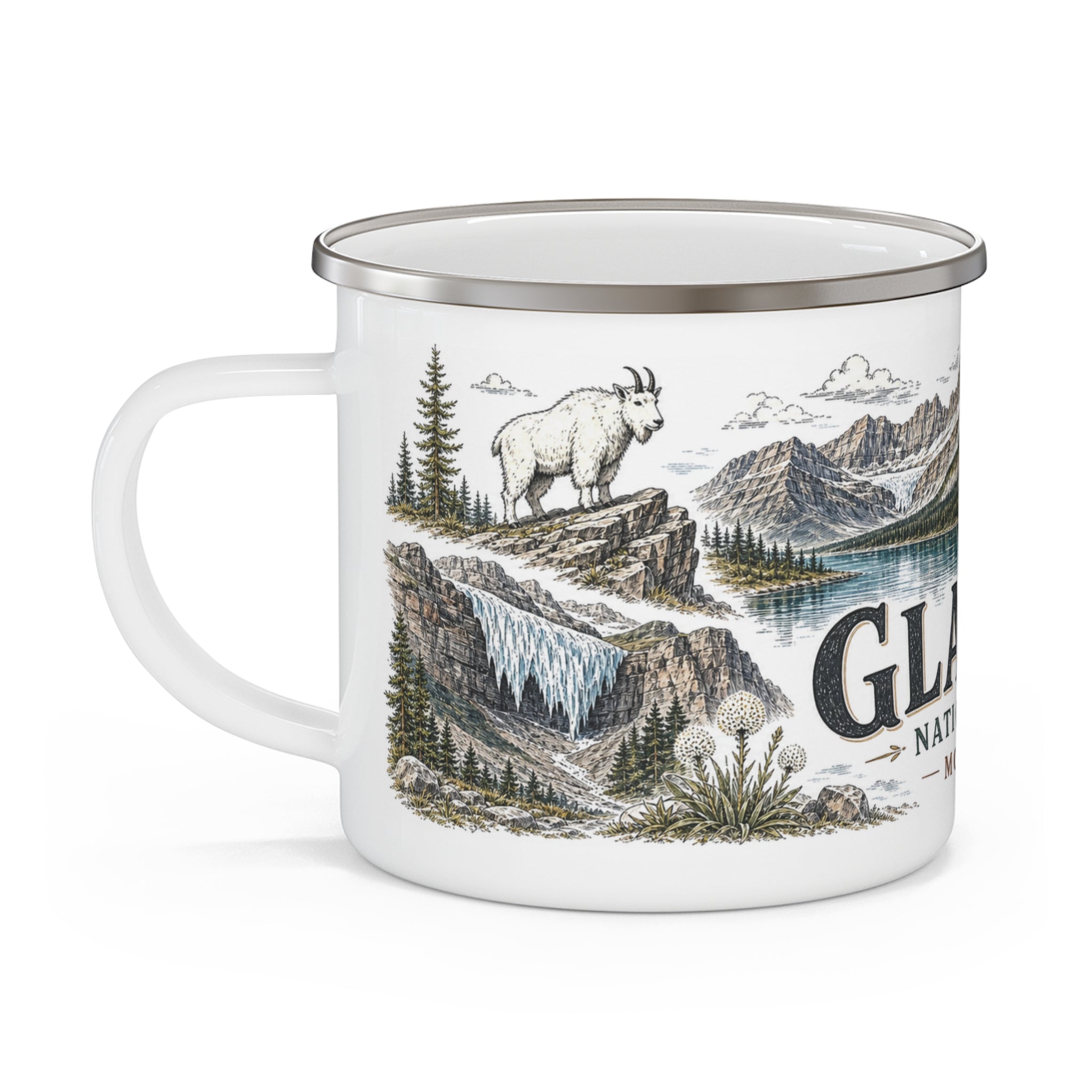 Glacier National Park Vintage Enamel Camping Mug | 12oz National Park Hiking Gift