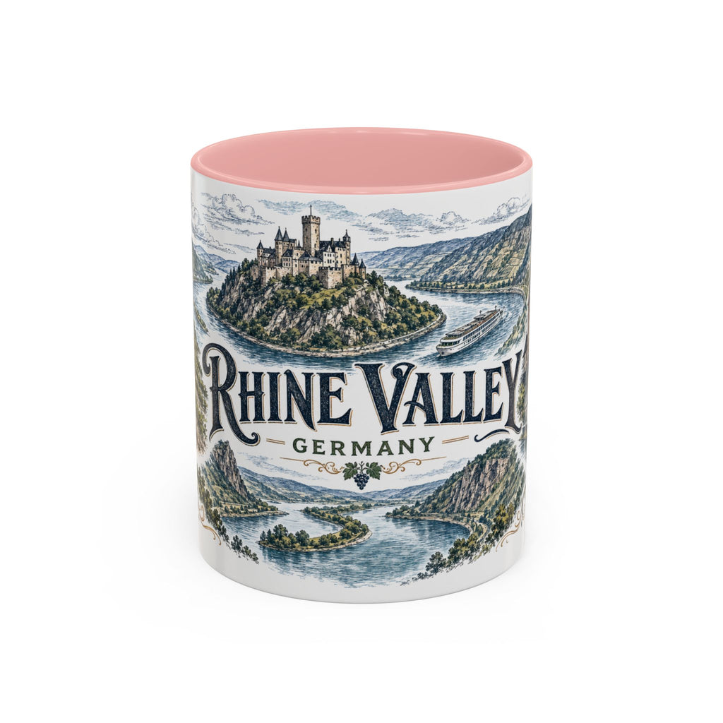 Rhine Valley Mug, Germany Travel Souvenir, Bucket List Gift, Accent Ceramic Coffee Mug 11oz 15oz