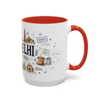 New Delhi Coffee Mug | India Souvenir Travel Gift | Accent Color Ceramic 11oz 15oz