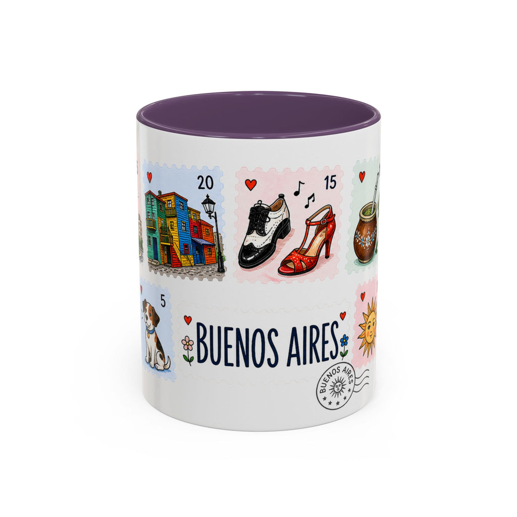 Buenos Aires Coffee Mug | Postage Stamp Collage Mug | Travel Souvenir Accent Cup 11oz 15oz