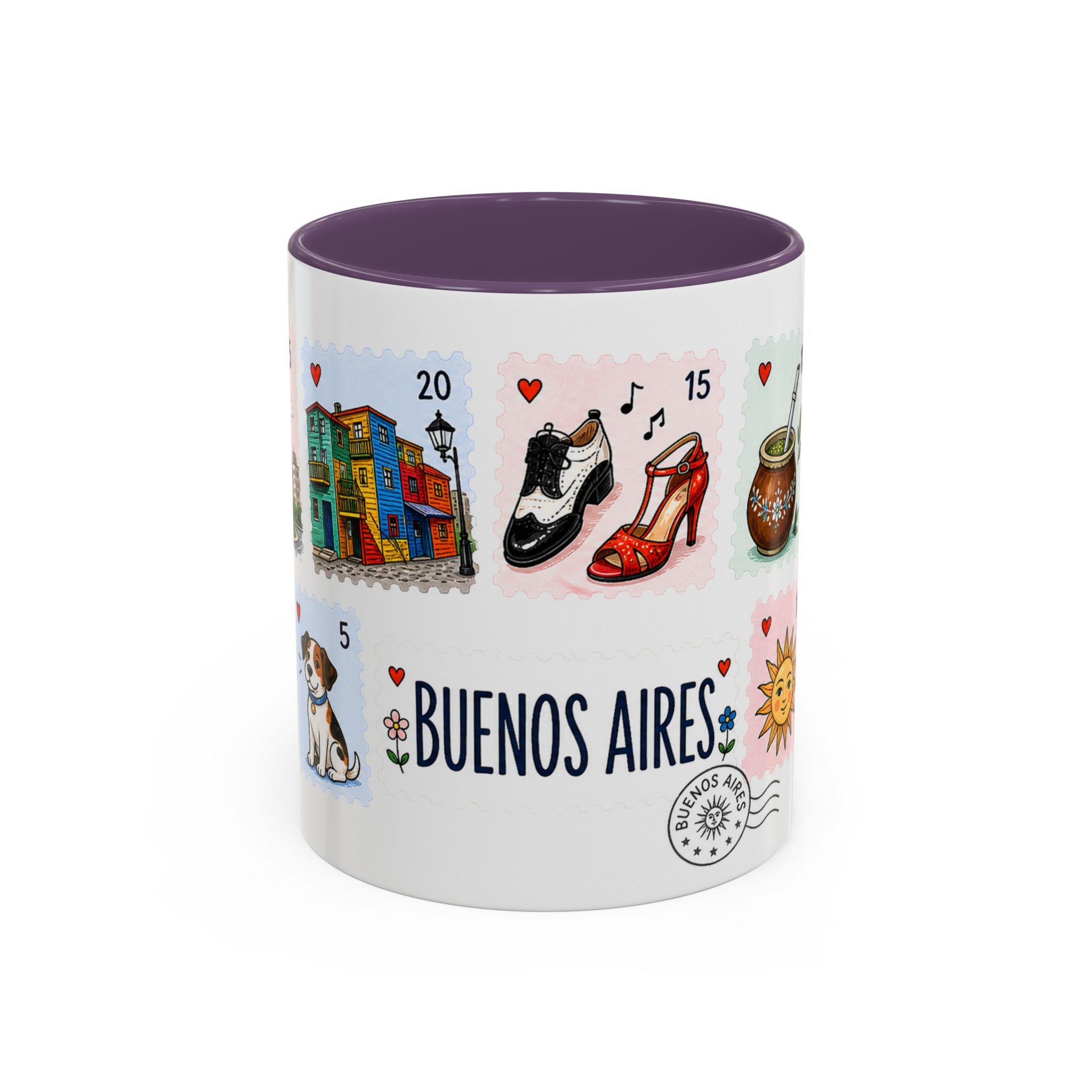 Buenos Aires Coffee Mug | Postage Stamp Collage Mug | Travel Souvenir Accent Cup 11oz 15oz