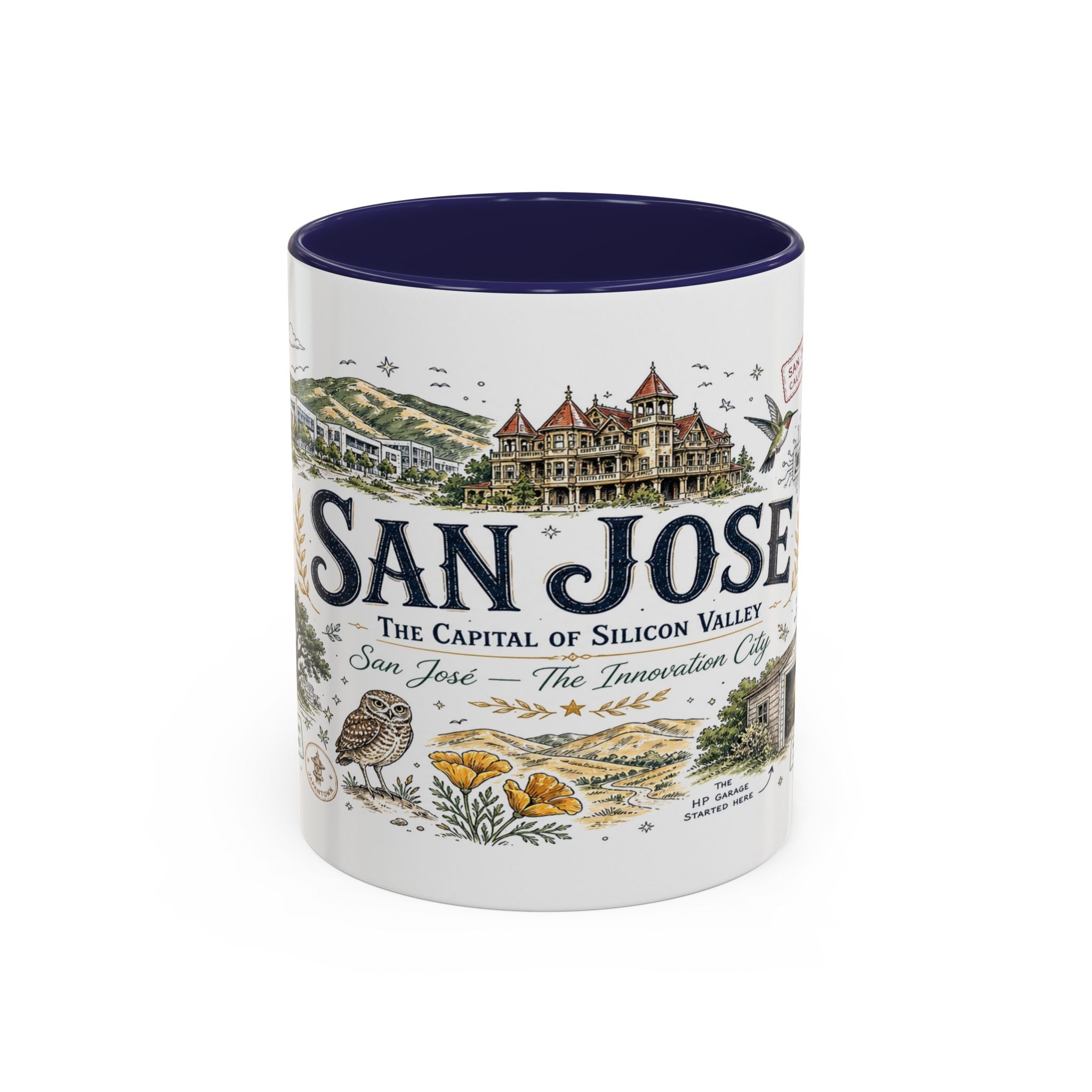 San Jose Coffee Mug | California Souvenir City Gift | Accent Color Ceramic 11oz 15oz