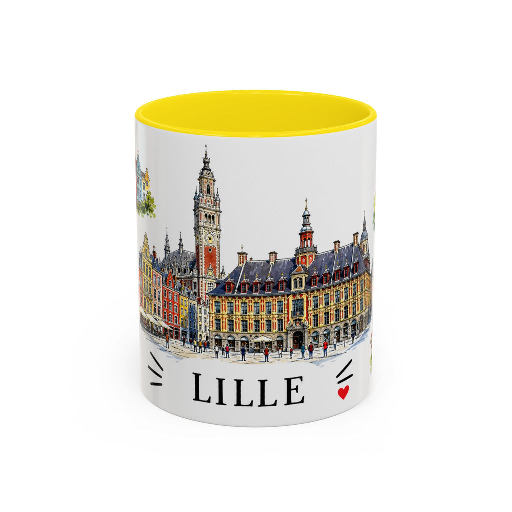 Lille Illustrated Travel Mug | City Souvenir Accent Coffee Mug | 11oz 15oz Ceramic Cup