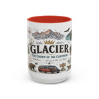 Glacier Coffee Mug | National Park Hiking Montana Gift | Accent Color Ceramic 11oz 15oz