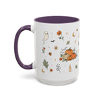 Floral Pumpkin Halloween Mug | Friendly Ghost Watercolor Gift | Accent Cup 11oz 15oz