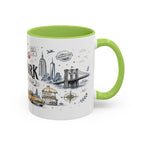 New York City Coffee Mug | New York Souvenir Travel Gift | Accent Color Ceramic 11oz 15oz