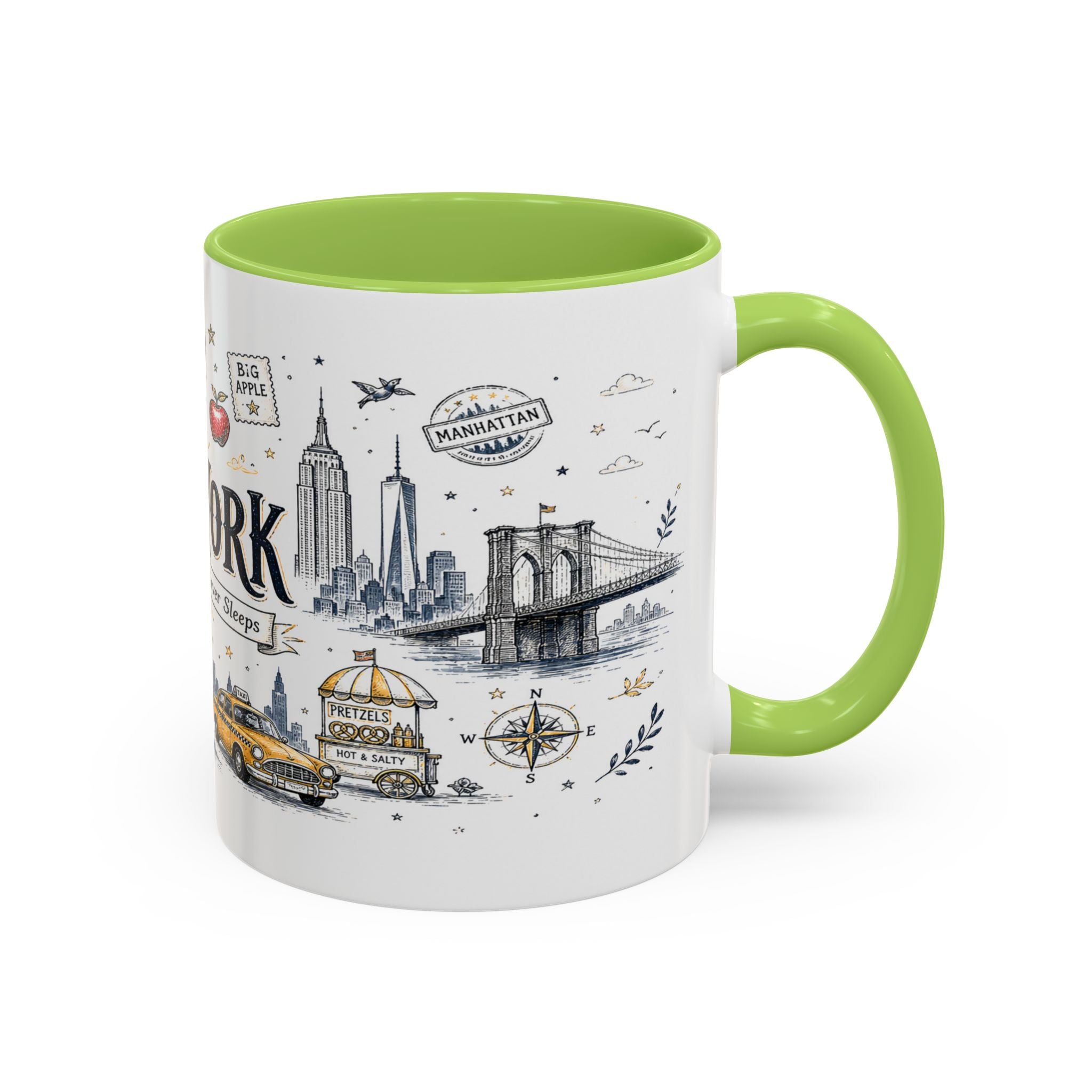 New York City Coffee Mug | New York Souvenir Travel Gift | Accent Color Ceramic 11oz 15oz