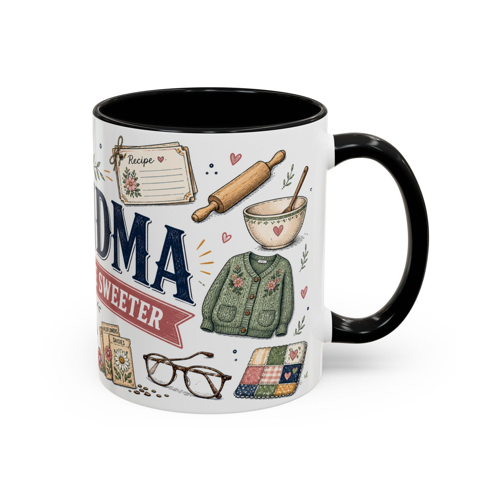 Grandma Makes Life Sweeter Coffee Mug | Gift From Grandkids | Accent Color Ceramic 11oz 15oz