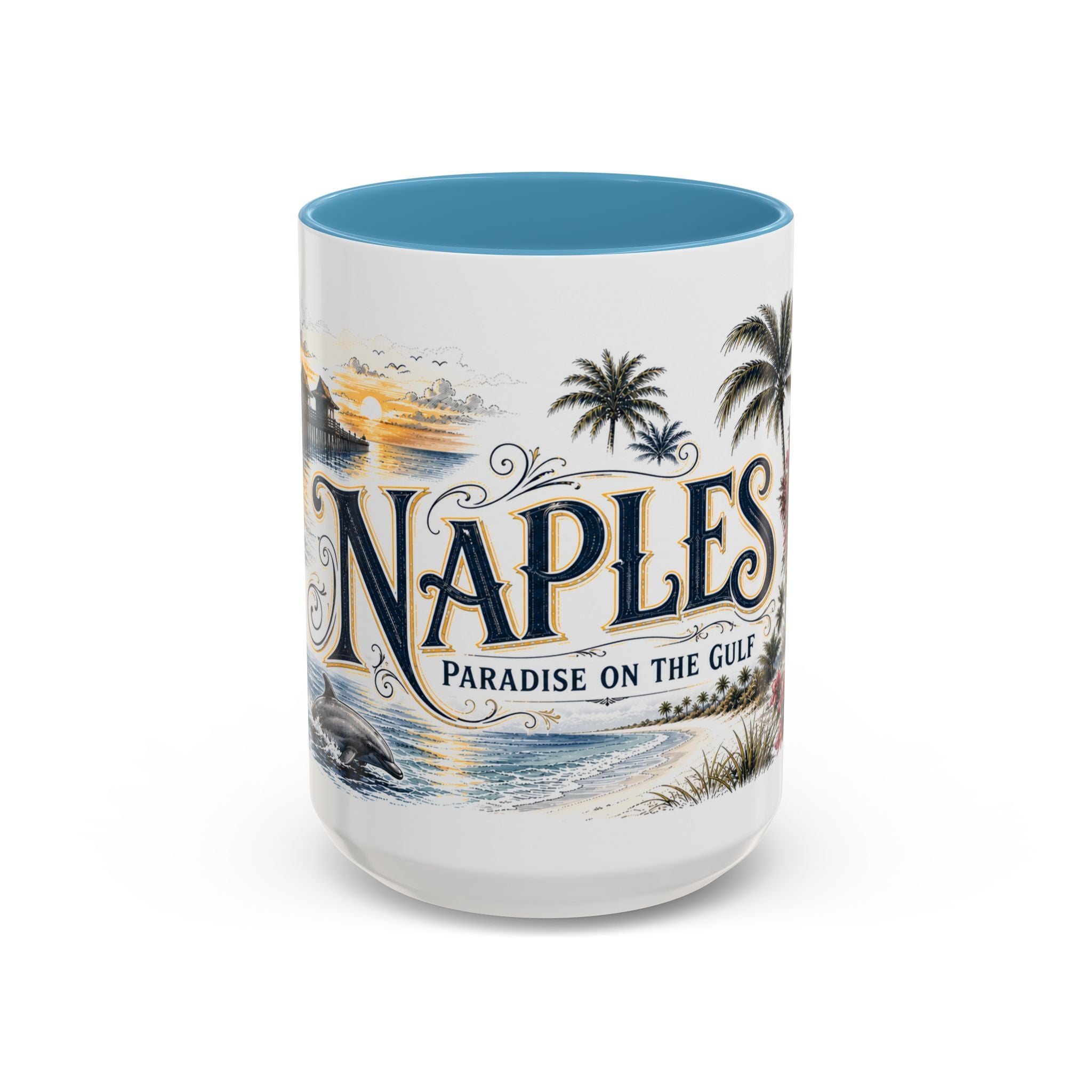 Naples Coffee Mug | United States Travel Souvenir | Vintage Illustrated City Gift | 11 oz 15 oz Accent Mug