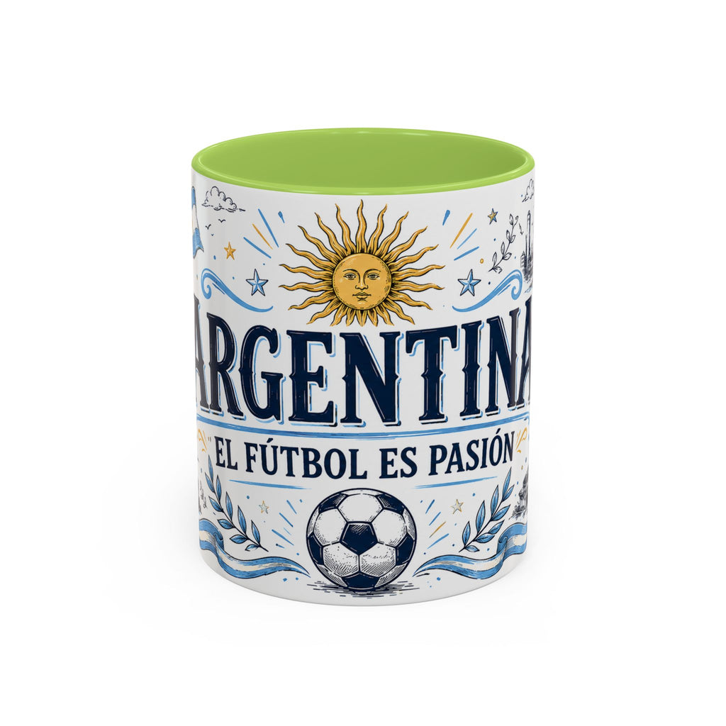 Argentina Soccer Coffee Mug | Soccer Fan Gift | Accent Color Ceramic 11oz 15oz Match Day Cup