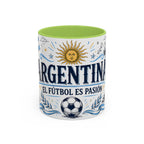 Argentina Soccer Coffee Mug | Soccer Fan Gift | Accent Color Ceramic 11oz 15oz Match Day Cup