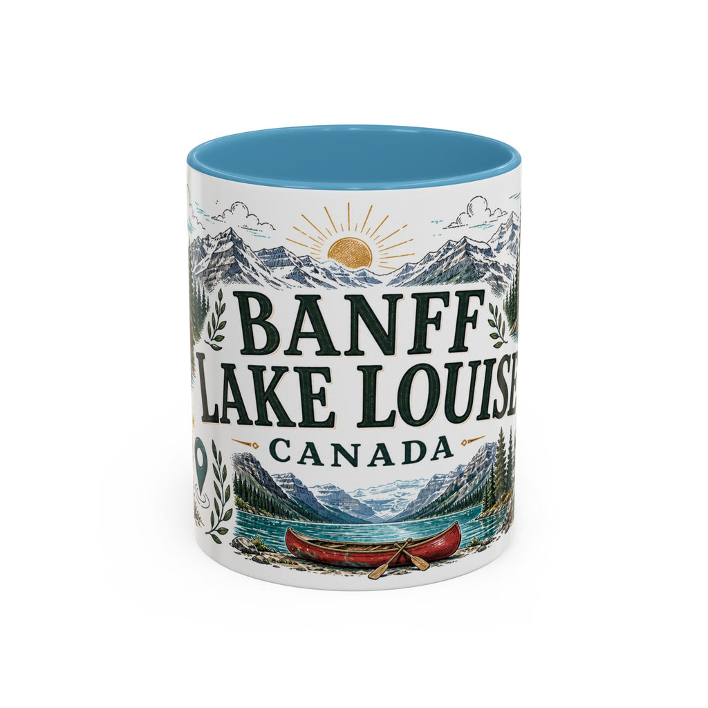 Banff Lake Louise Coffee Mug | Travel Destination Souvenir Gift | Accent Color Ceramic 11oz 15oz