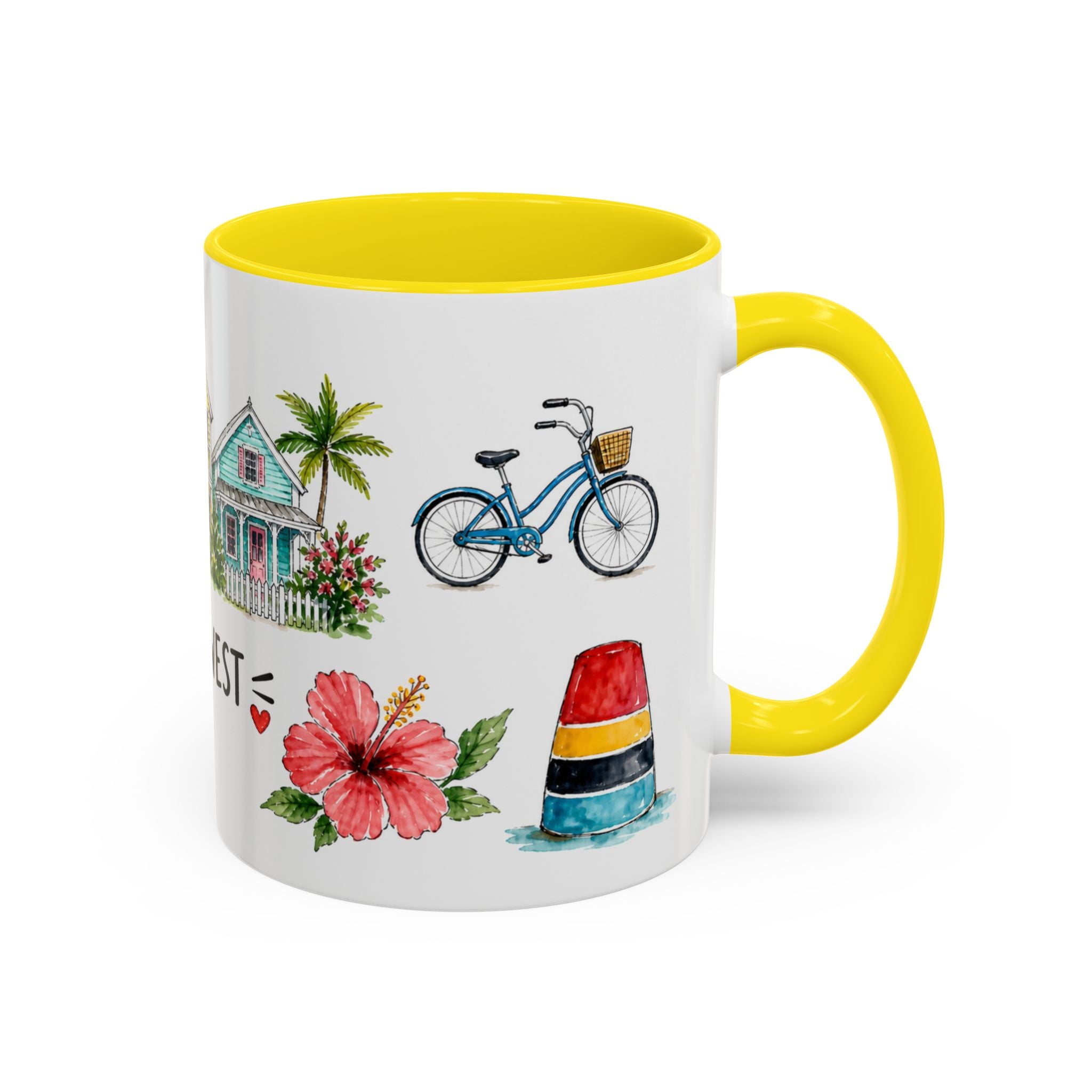 Key West Illustrated Travel Mug | City Souvenir Accent Coffee Mug | 11oz 15oz Ceramic Cup