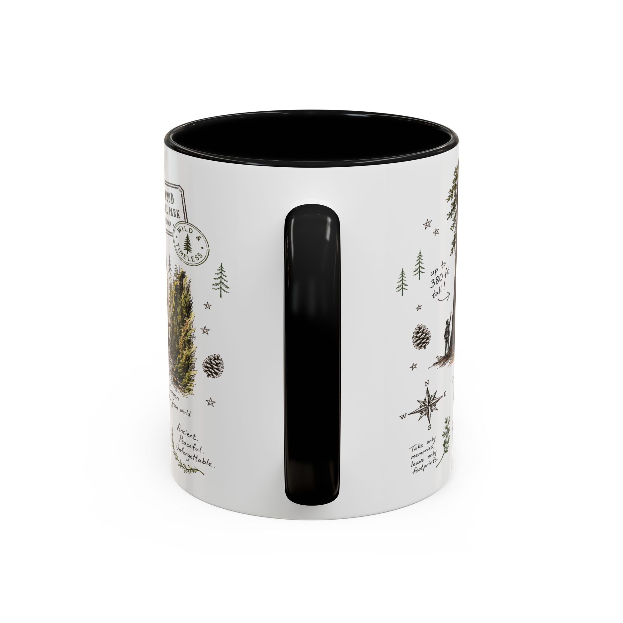 Redwood National Park Coffee Mug | California Coastal Forest Hiking Gift | Accent Color Ceramic 11oz 15oz