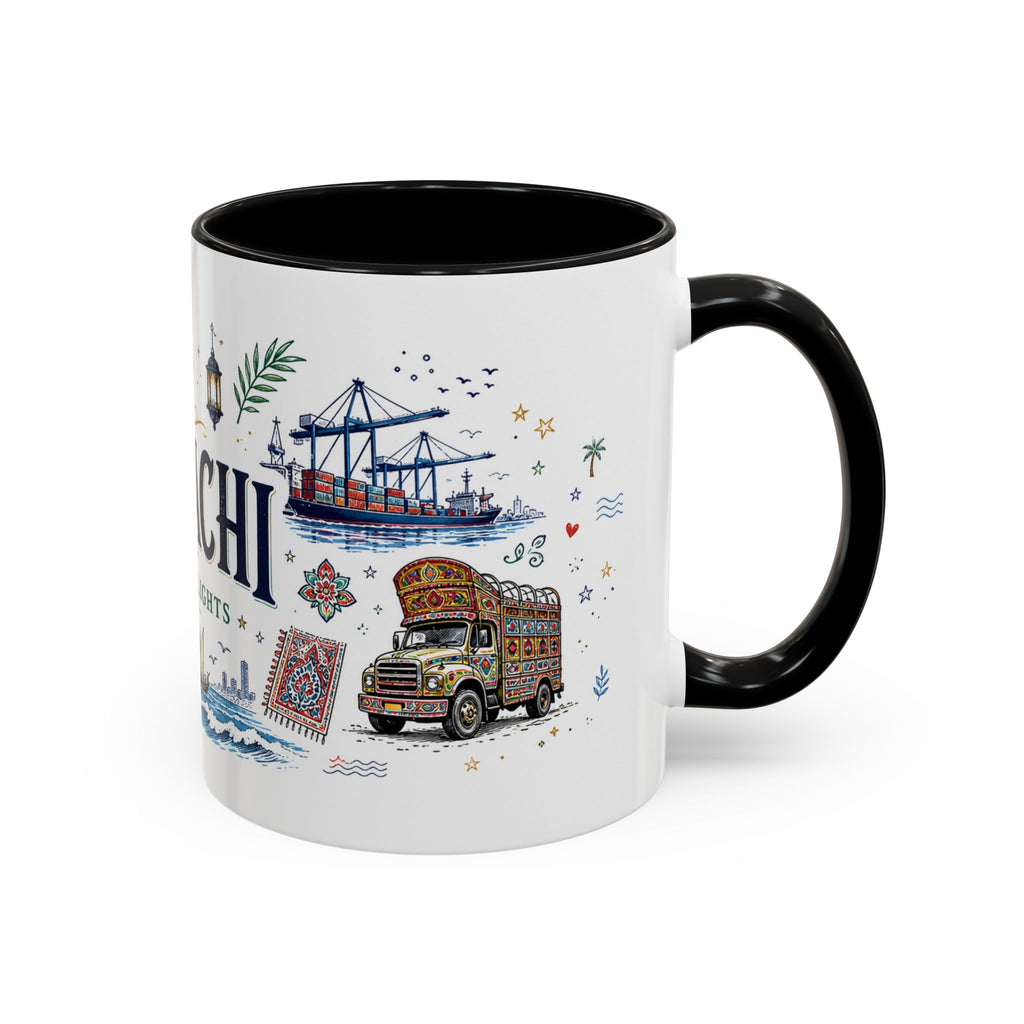 Karachi Coffee Mug | Pakistan Souvenir Travel Gift | Accent Color Ceramic 11oz 15oz