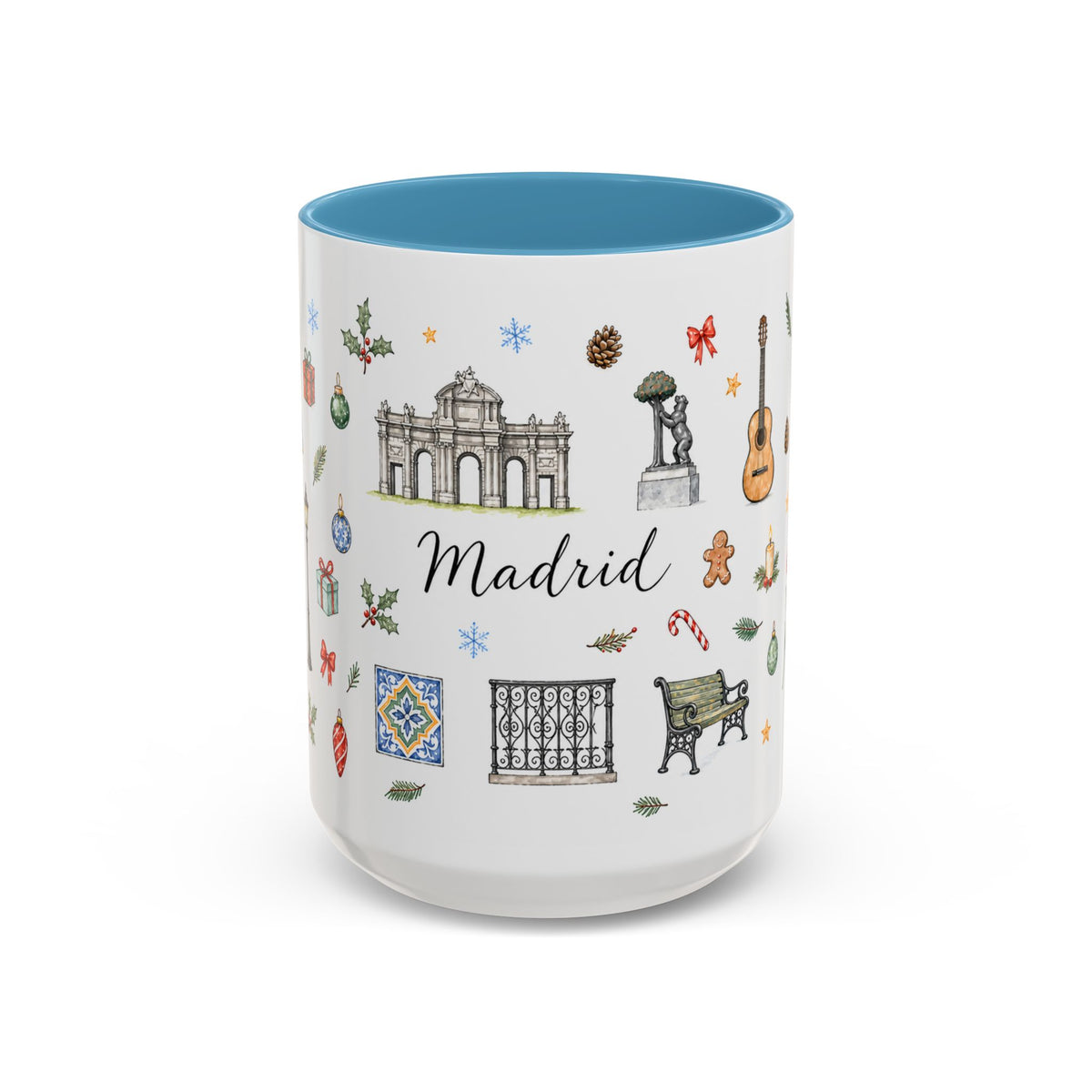 Madrid Christmas Mug | Watercolor City Souvenir, Travel Memories, Ceramic Coffee Cup