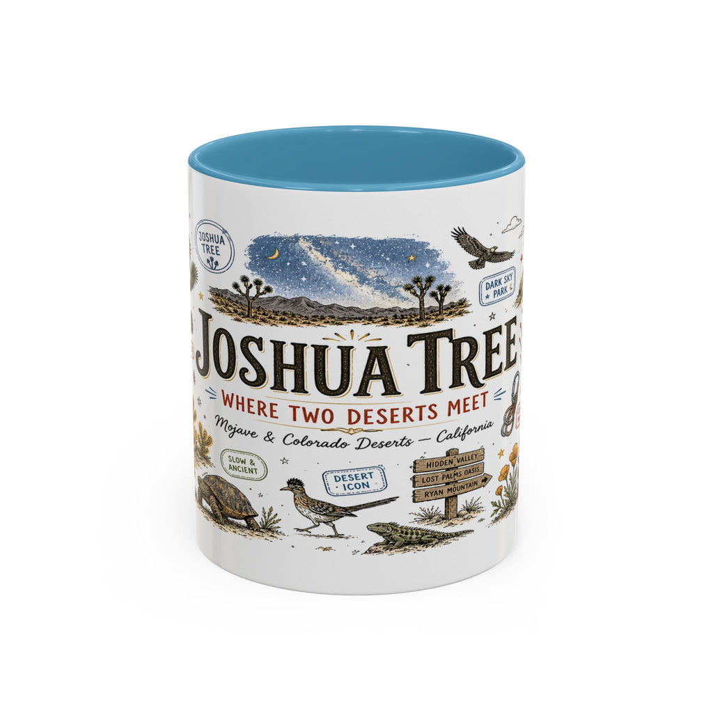 Joshua Tree Coffee Mug | National Park Desert Camping Gift | Accent Color Ceramic 11oz 15oz