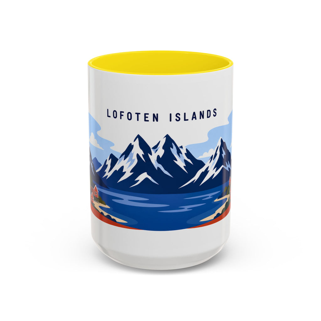 Lofoten Islands Coffee Mug | Travel Destination Souvenir Gift | Accent Color Ceramic 11oz 15oz