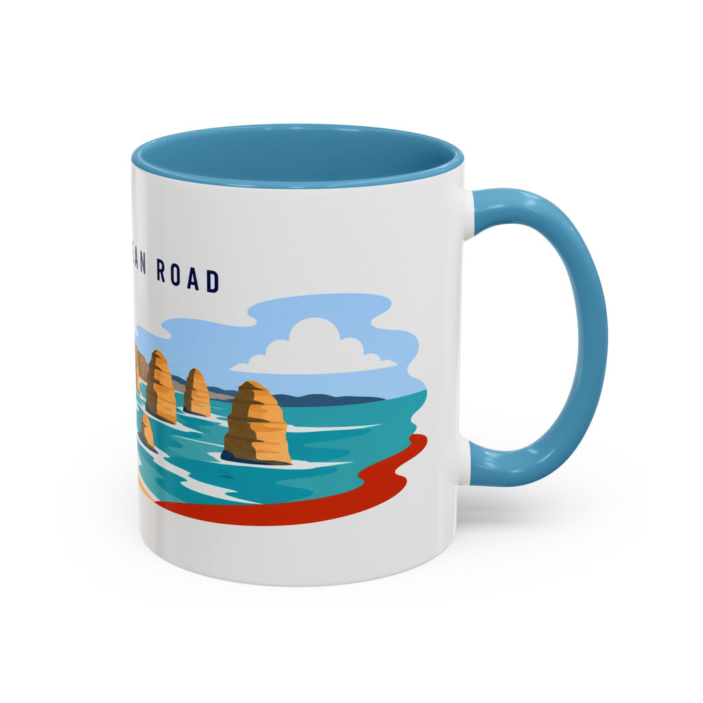 Great Ocean Road Coffee Mug | Travel Destination Souvenir Gift | Accent Color Ceramic 11oz 15oz