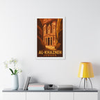 Al-Khazneh Petra Jordan Framed Poster | Vintage Travel Wall Art | Black Walnut White Frame | 16x24 20x30