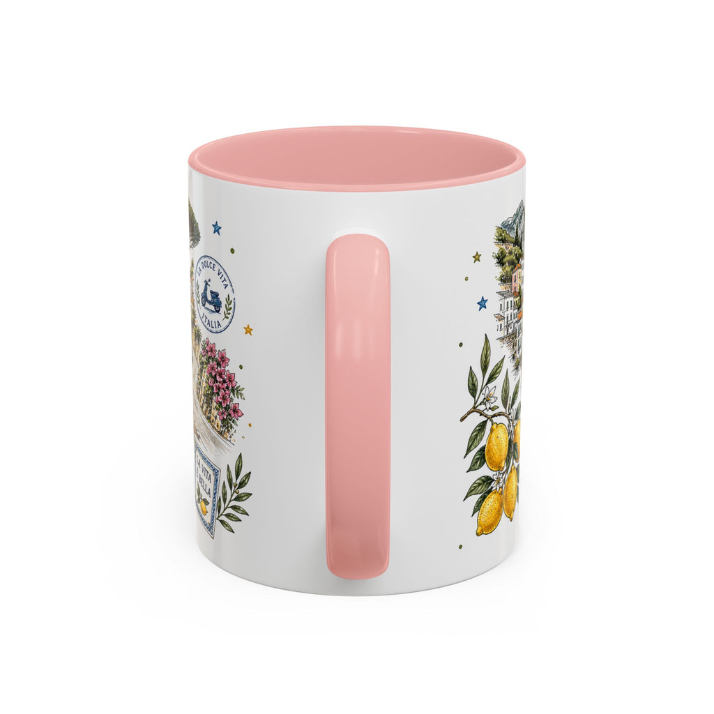 Amalfi Coast Coffee Mug | Travel Destination Souvenir Gift | Accent Color Ceramic 11oz 15oz
