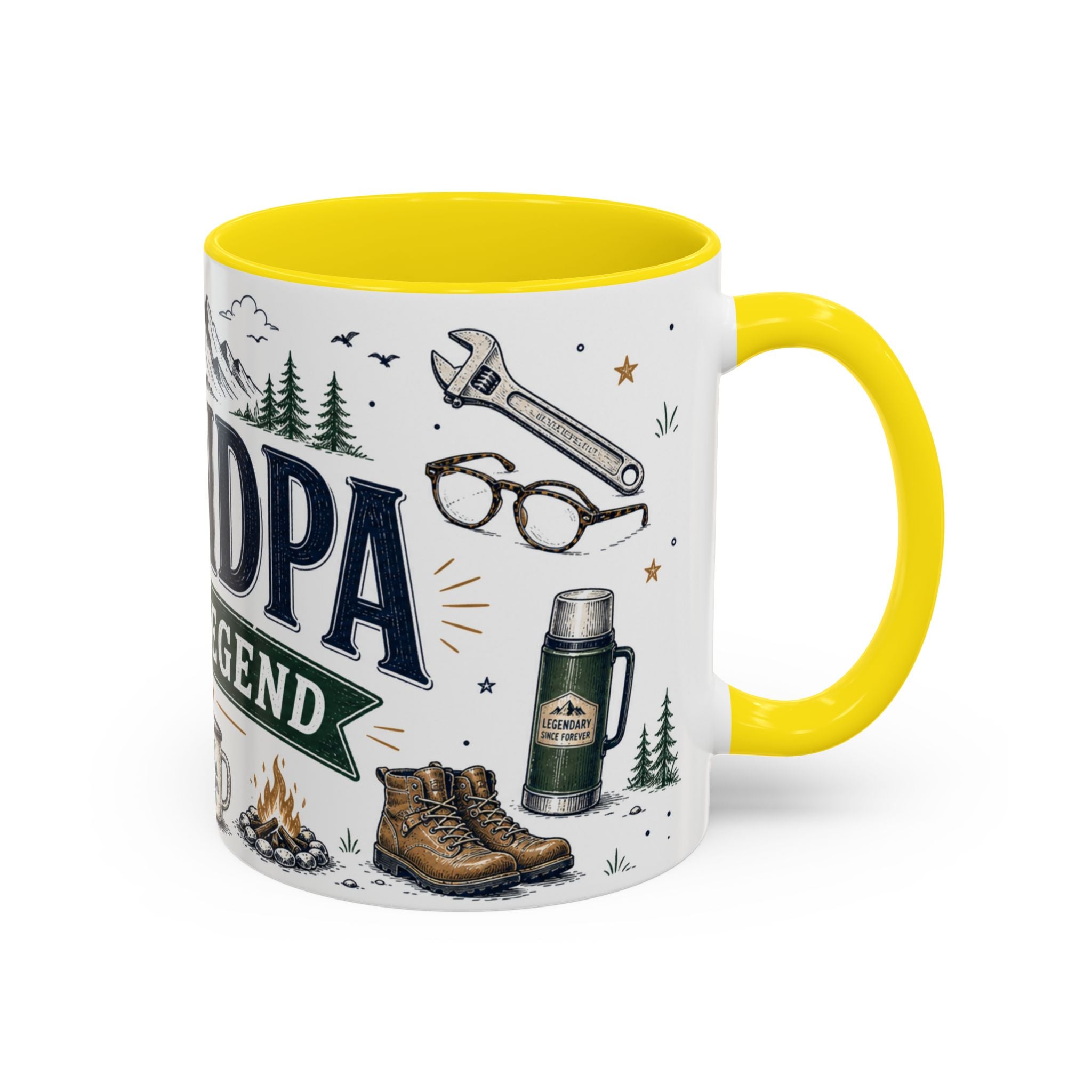 Grandpa The Legend Coffee Mug | Gift From Grandkids | Accent Color Ceramic 11oz 15oz