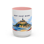 Mont Saint Michel Coffee Mug | Travel Destination Souvenir Gift | Accent Color Ceramic 11oz 15oz