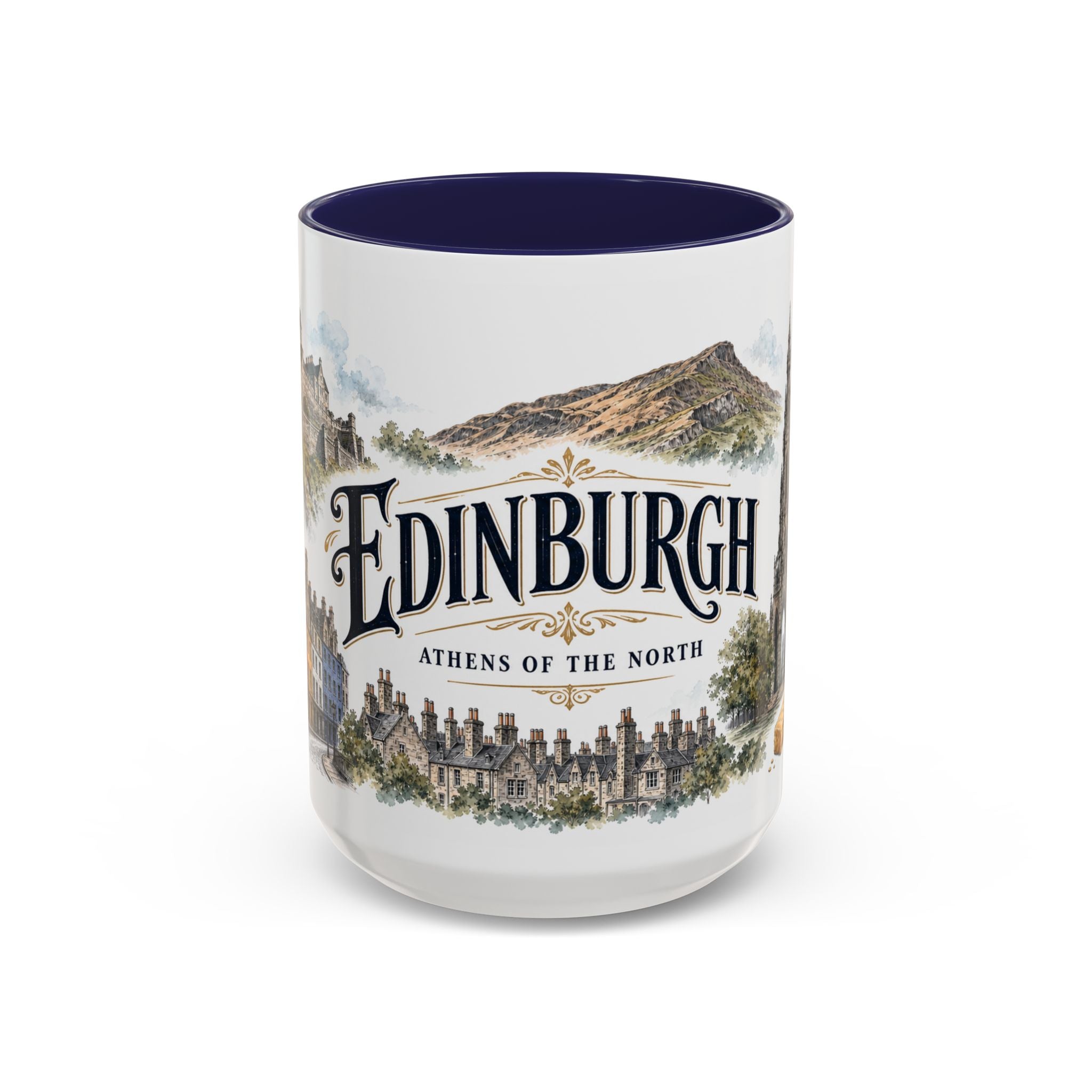 Edinburgh Coffee Mug | United Kingdom Travel Souvenir | Vintage Illustrated City Gift | 11 oz 15 oz Accent Mug