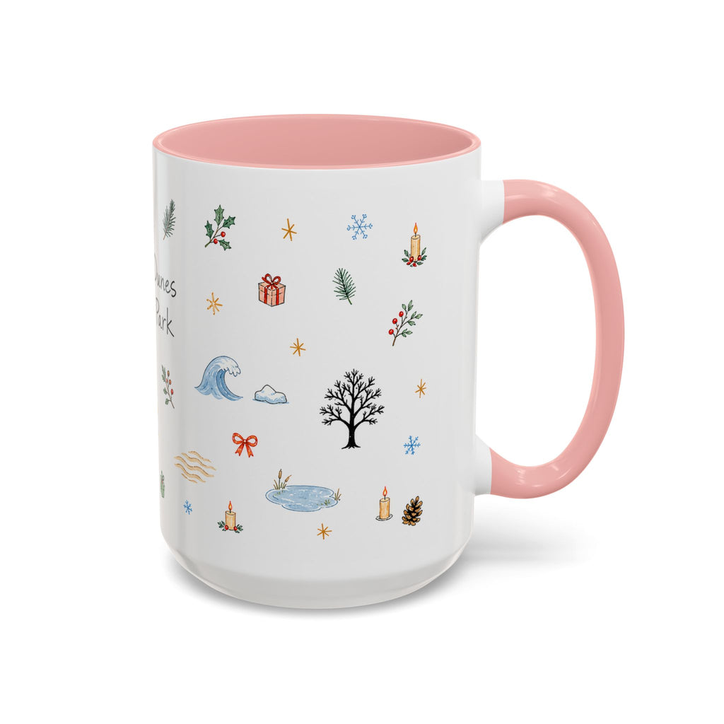 Indiana Dunes National Park Christmas Mug | Watercolor Travel Souvenir | Holiday Gift | Accent Ceramic Coffee Cup 11oz 15oz