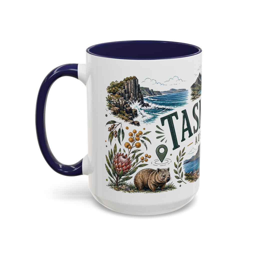 Tasmania Coffee Mug | Travel Destination Souvenir Gift | Accent Color Ceramic 11oz 15oz