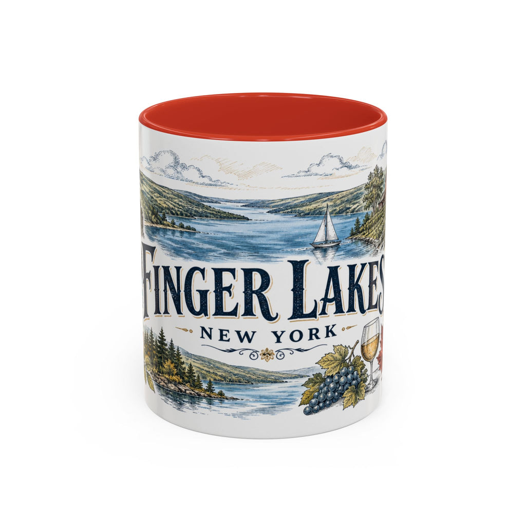 Finger Lakes Mug, New York Travel Souvenir, Bucket List Gift, Accent Ceramic Coffee Mug 11oz 15oz