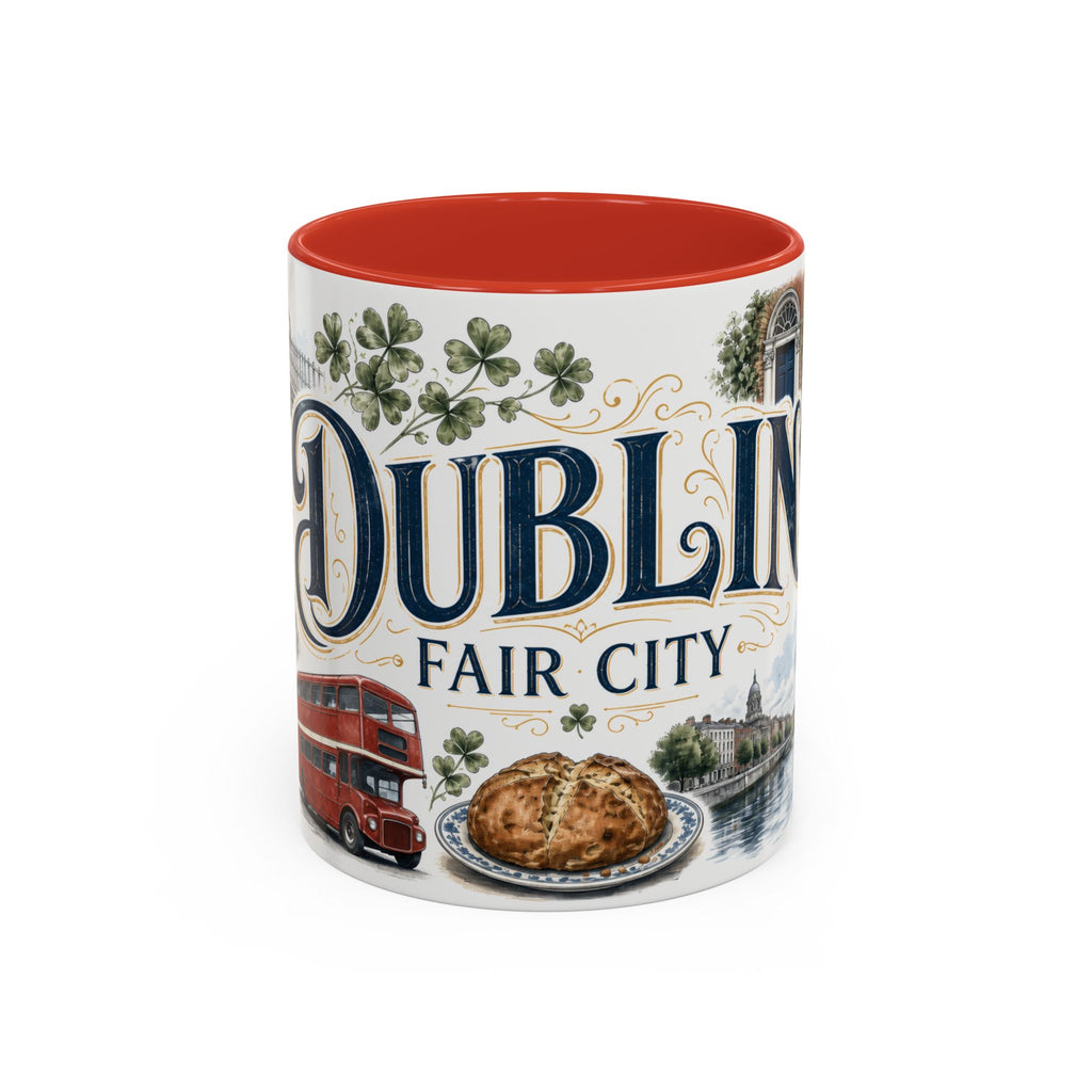 Dublin Coffee Mug | Ireland Travel Souvenir | Vintage Illustrated City Gift | 11 oz 15 oz Accent Mug