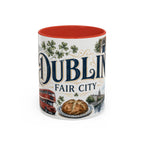 Dublin Coffee Mug | Ireland Travel Souvenir | Vintage Illustrated City Gift | 11 oz 15 oz Accent Mug
