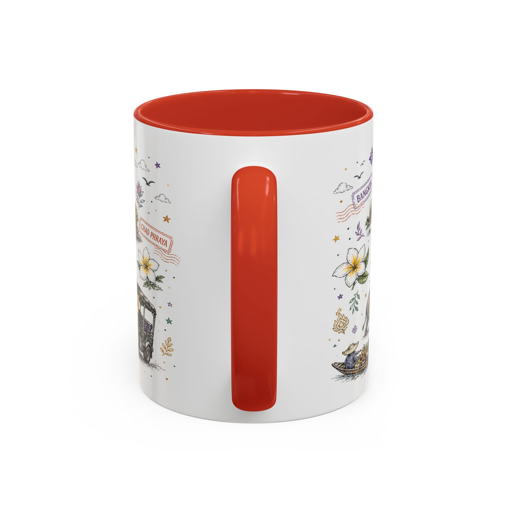 Bangkok Coffee Mug | Thailand Souvenir Travel Gift | Accent Color Ceramic 11oz 15oz