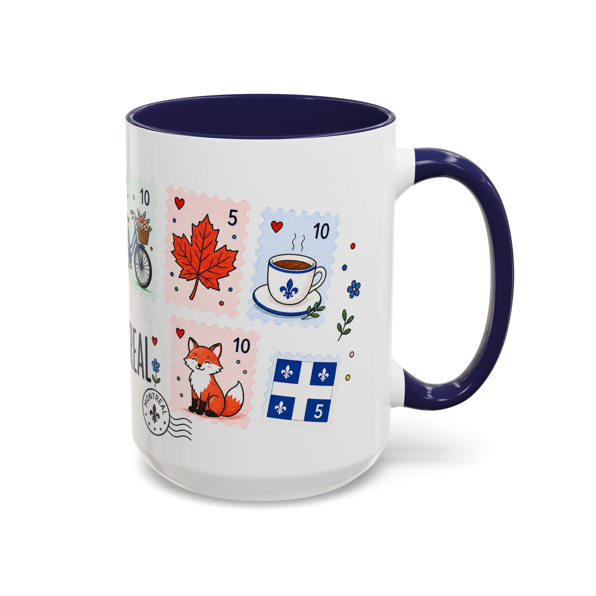 Montreal Coffee Mug | Postage Stamp Collage Mug | Travel Souvenir Accent Cup 11oz 15oz