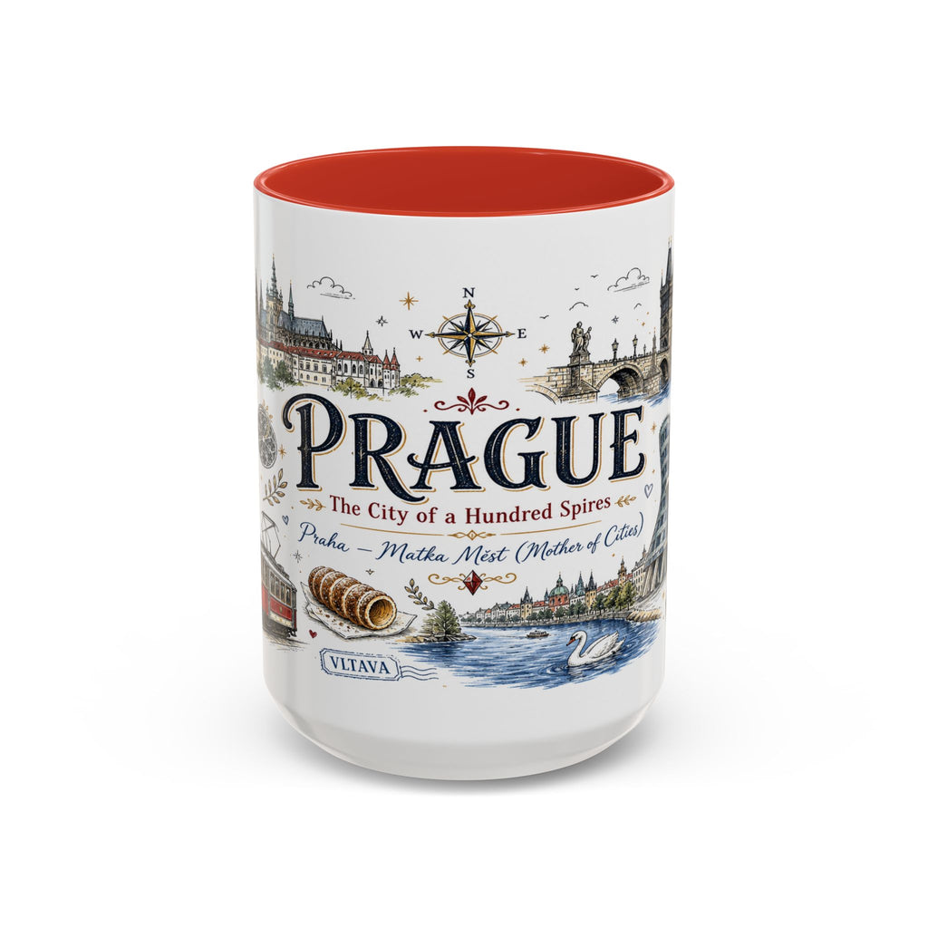 Prague Coffee Mug | Czech Republic Souvenir Travel Gift | Accent Color Ceramic 11oz 15oz