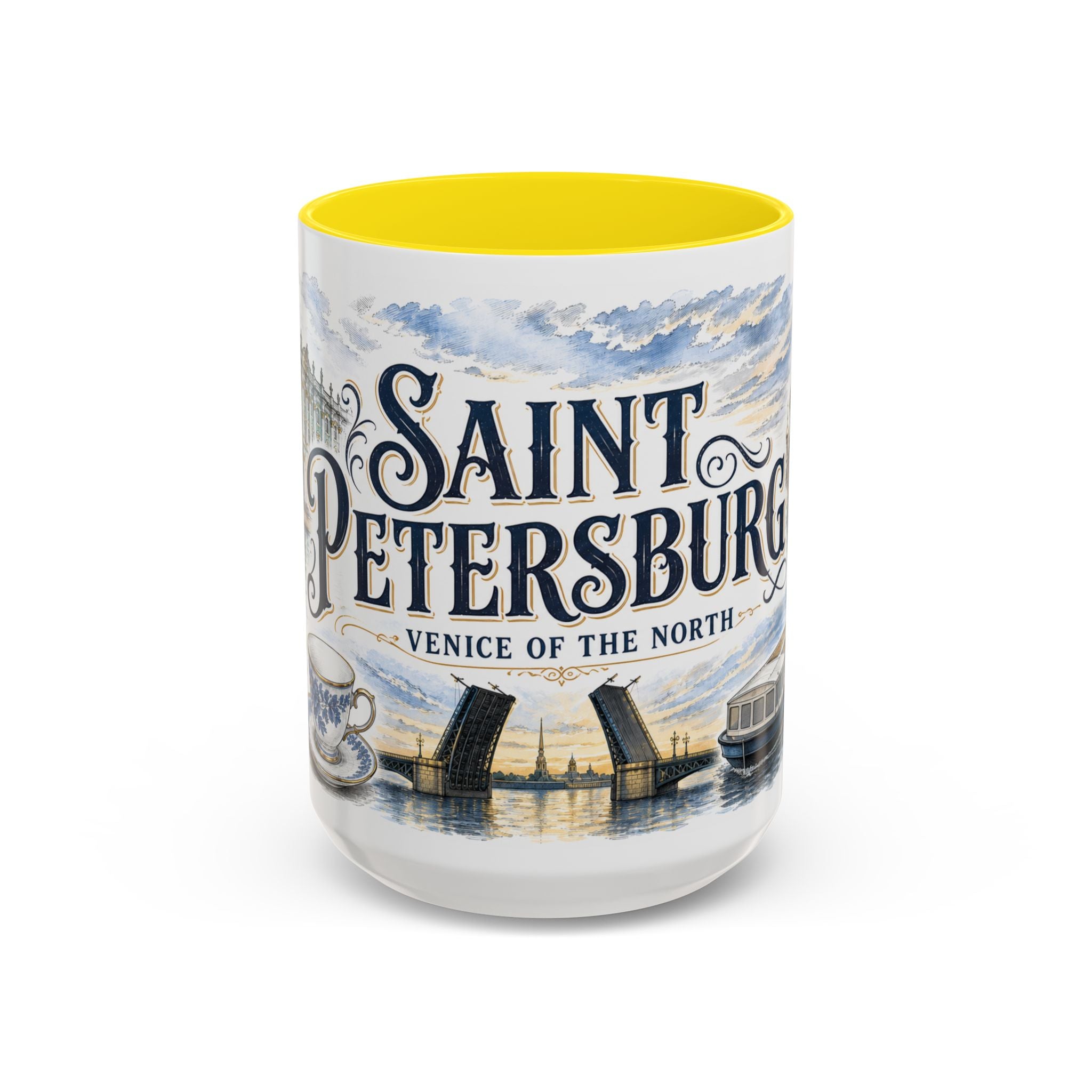 Saint Petersburg Coffee Mug | Russia Travel Souvenir | Vintage Illustrated City Gift | 11 oz 15 oz Accent Mug