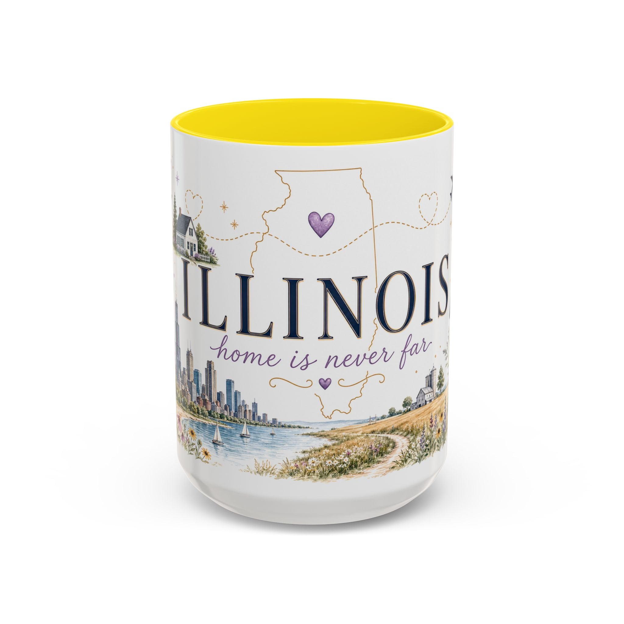 Illinois State Map Mug | Botanical Travel Sketch, Moving Away Gift (11oz 15oz)