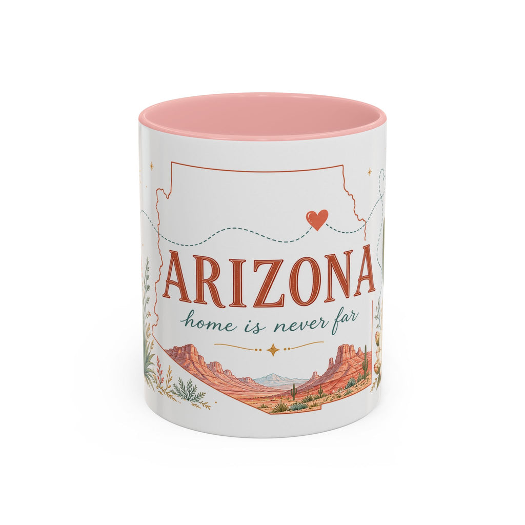 Arizona State Map Mug | Desert Landscape, Botanical Accents, Homesick Gift
