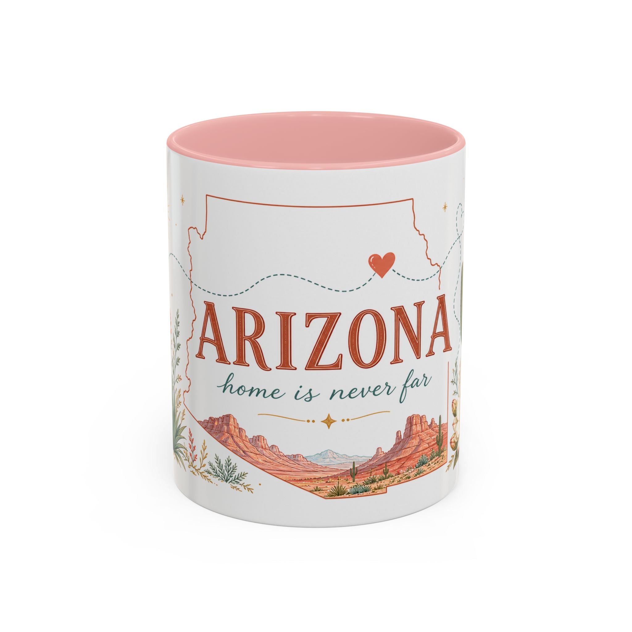 Arizona State Map Mug | Desert Landscape, Botanical Accents, Homesick Gift