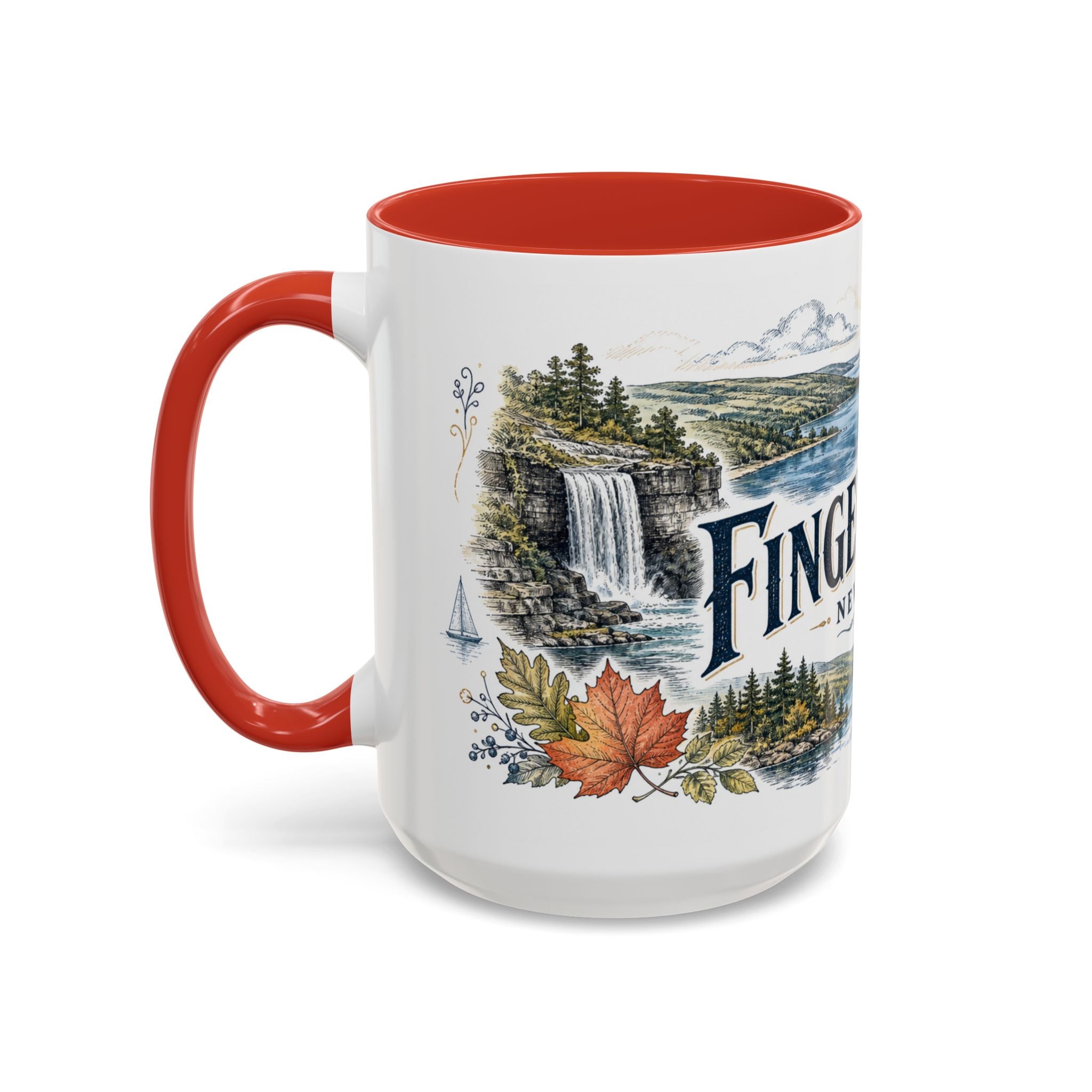 Finger Lakes Mug, New York Travel Souvenir, Bucket List Gift, Accent Ceramic Coffee Mug 11oz 15oz