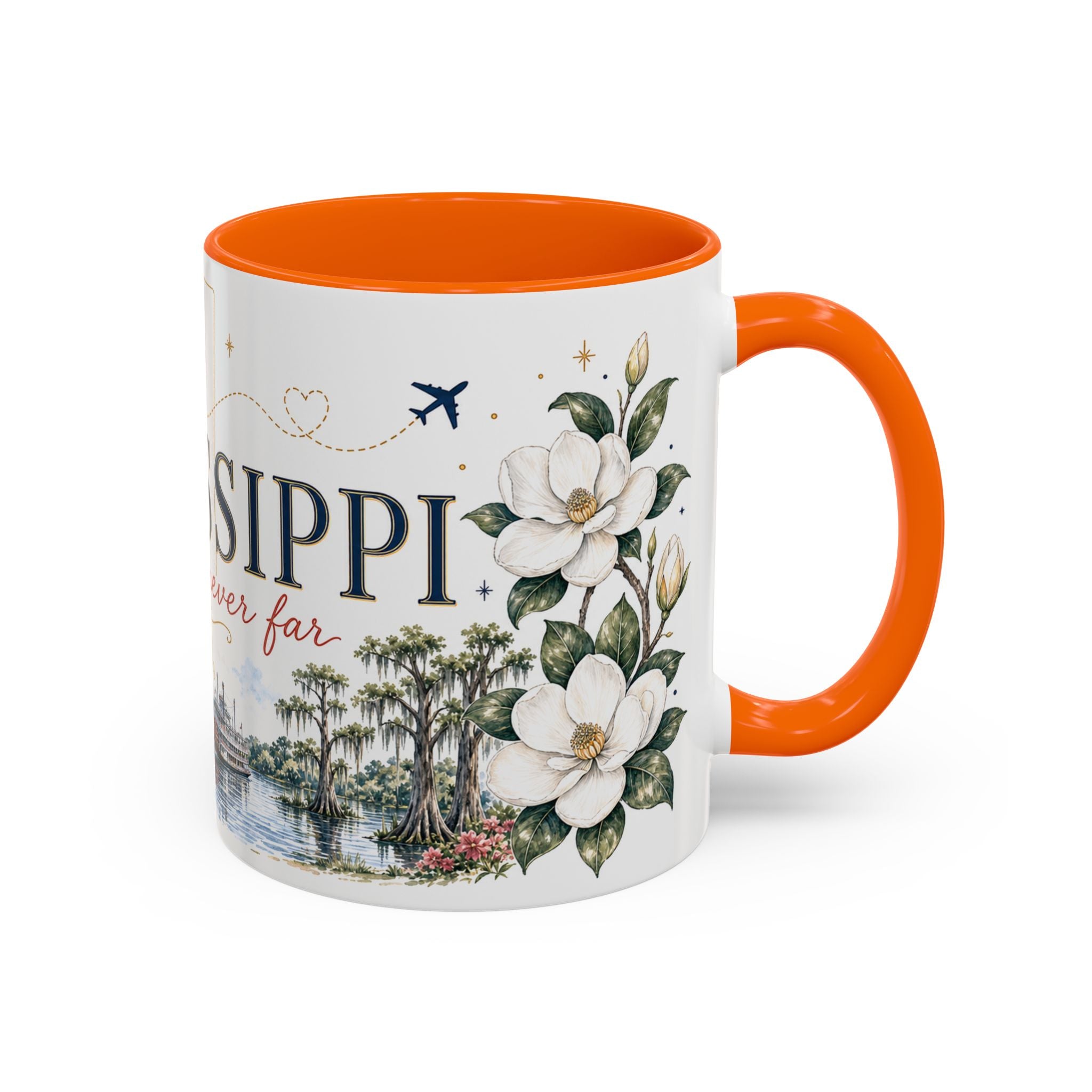 Mississippi State Map Mug | Moving Away, Homesick Gift | Botanical Accent Coffee Cup