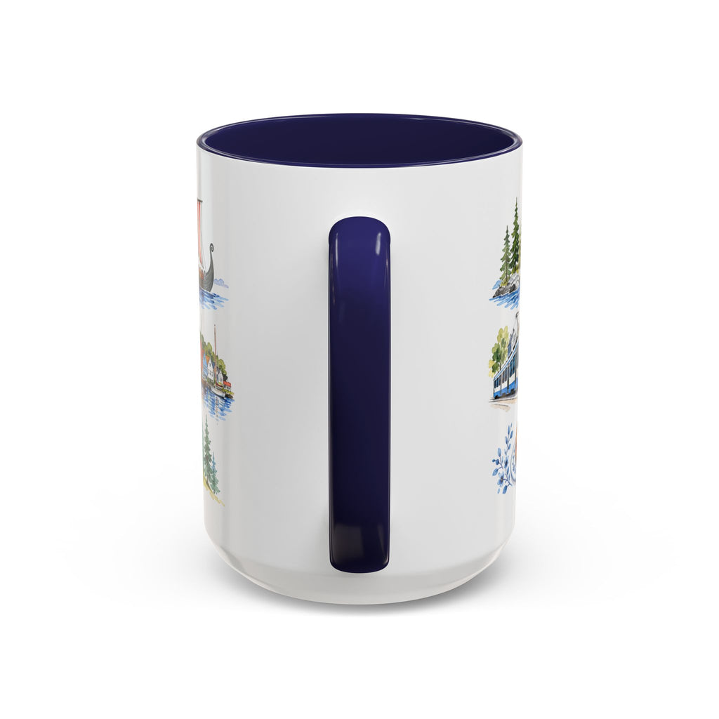 Oslo Illustrated Travel Mug | City Souvenir Accent Coffee Mug | 11oz 15oz Ceramic Cup