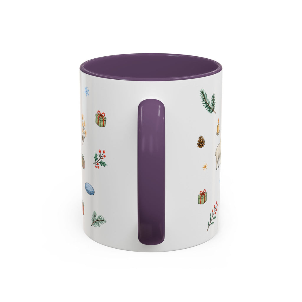 Banff Lake Louise Christmas Mug | Watercolor Travel Souvenir | Holiday Gift | Accent Ceramic Coffee Cup 11oz 15oz