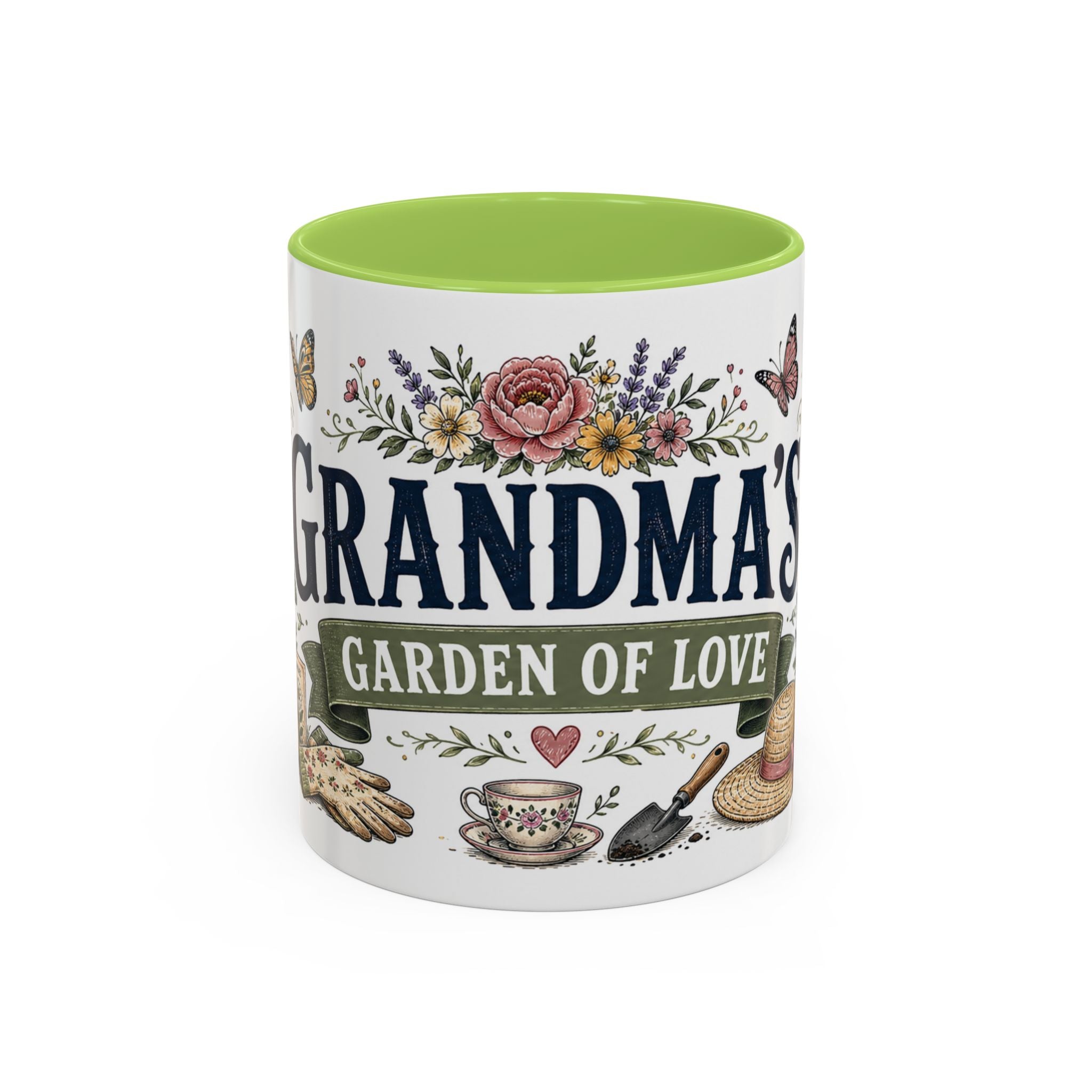 Grandma's Garden Of Love Coffee Mug | Gift From Grandkids | Accent Color Ceramic 11oz 15oz