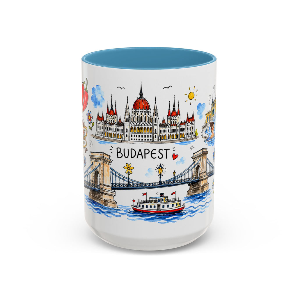 Budapest Travel Mug | European City Souvenir Accent Coffee Mug | 11oz 15oz Ceramic Cup