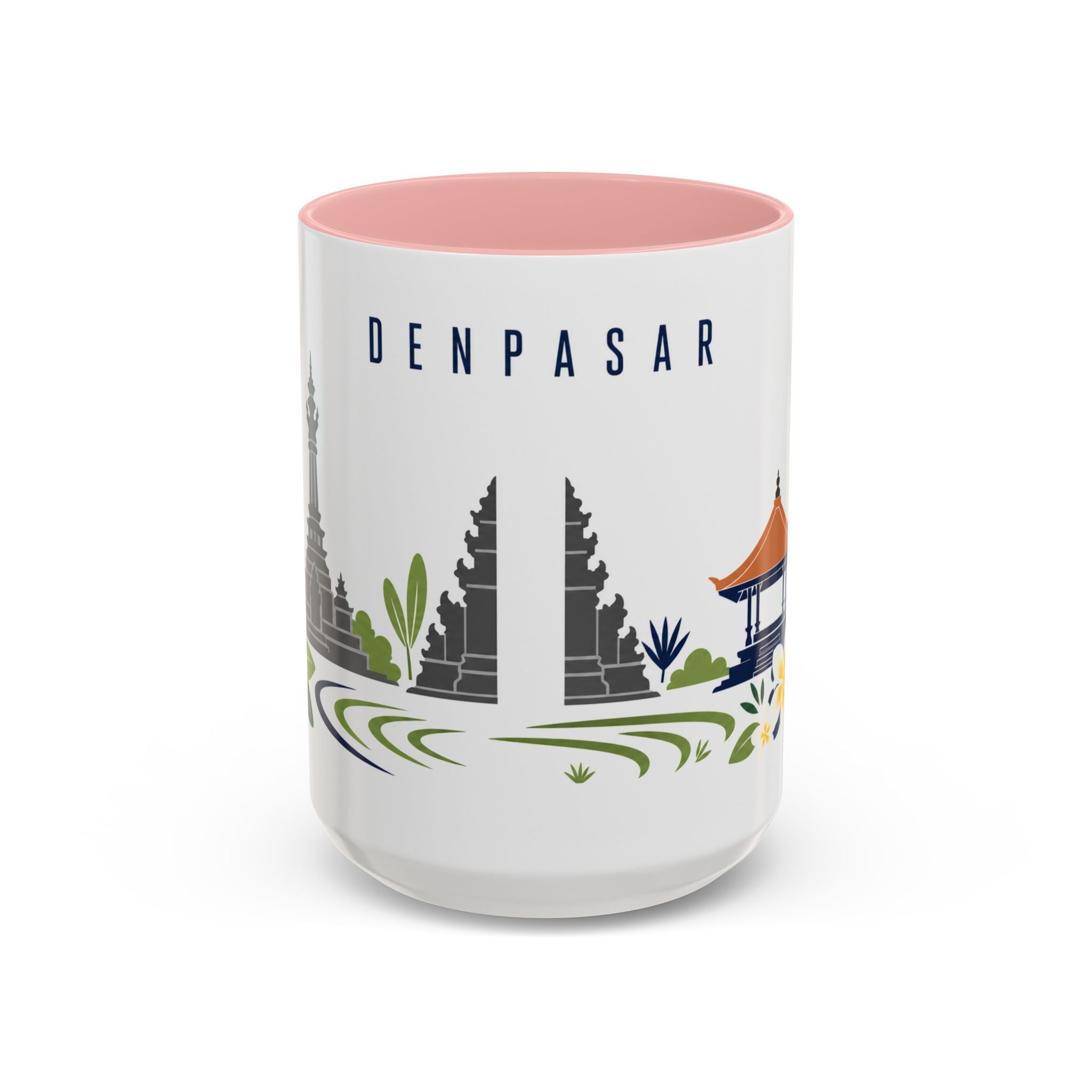 Denpasar Coffee Mug | Indonesia Travel Souvenir | Porcelain Decal City Gift | 11oz 15oz Accent Mug