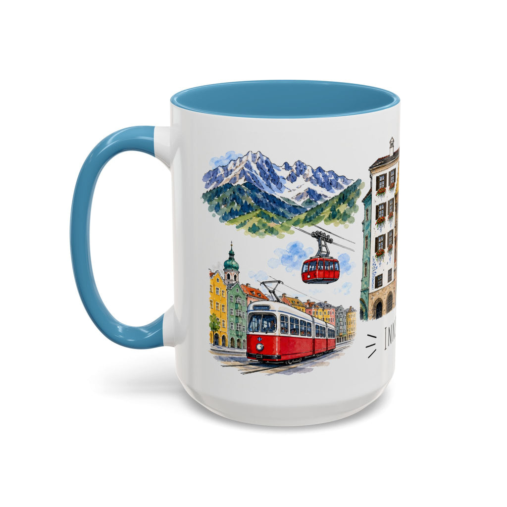 Innsbruck Illustrated Travel Mug | City Souvenir Accent Coffee Mug | 11oz 15oz Ceramic Cup