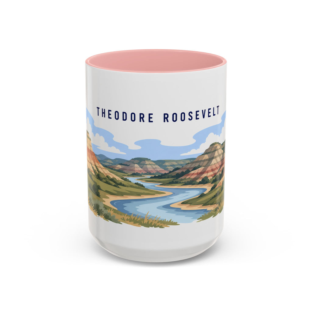 Theodore Roosevelt National Park Coffee Mug | Solid Color Block Park Souvenir | 11oz 15oz Accent Mug