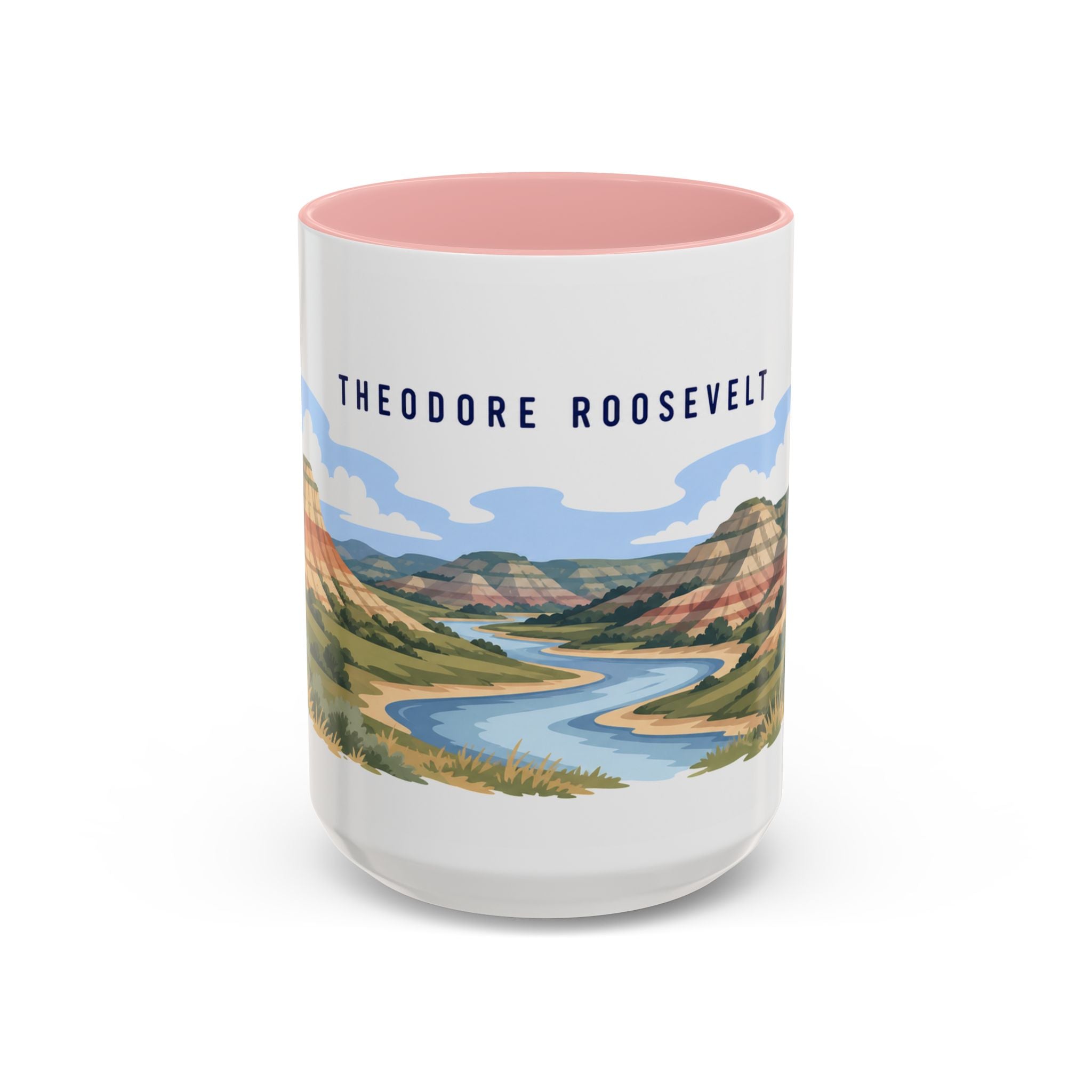 Theodore Roosevelt National Park Coffee Mug | Solid Color Block Park Souvenir | 11oz 15oz Accent Mug